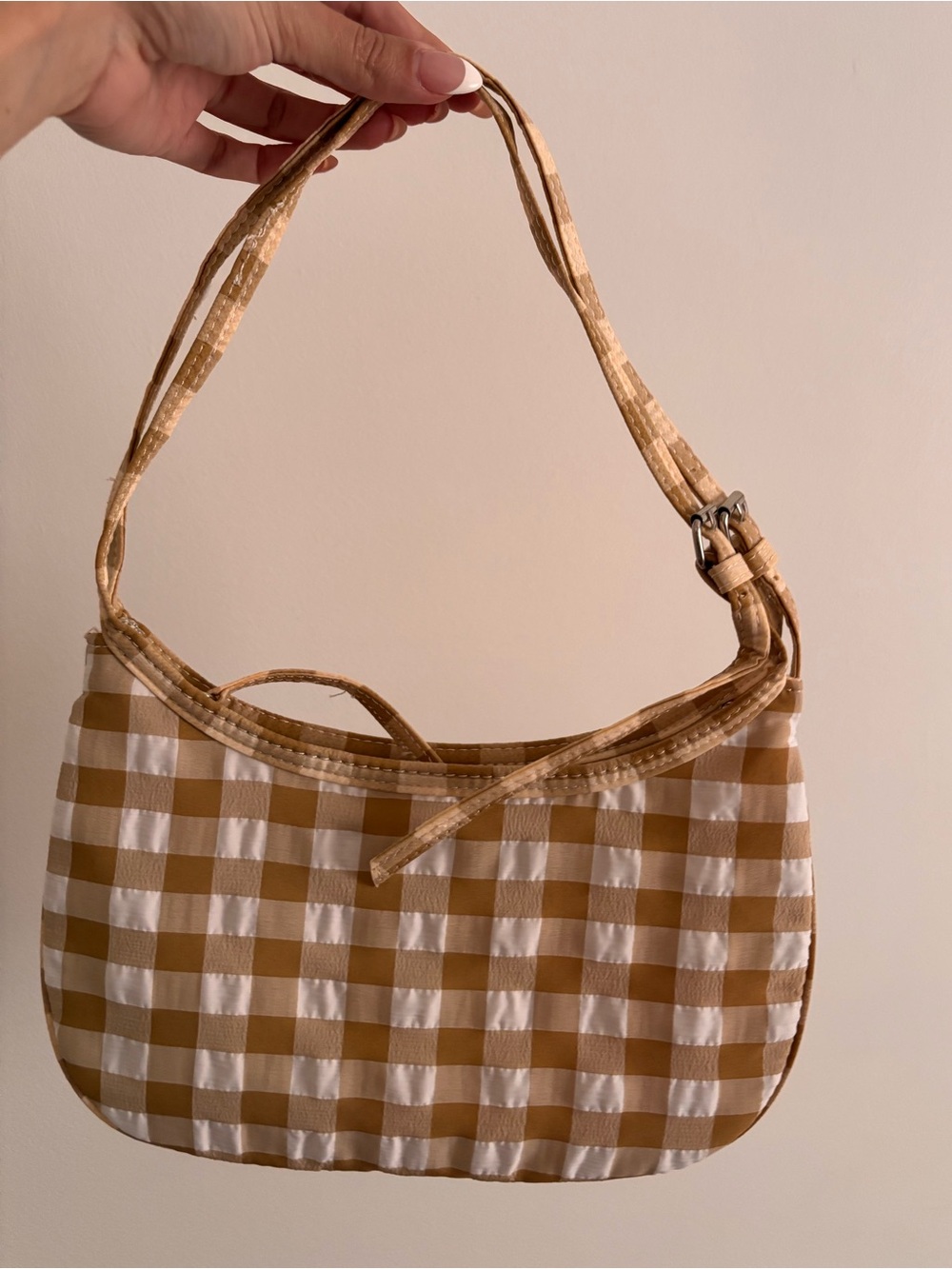 Zara Mustard and White Gingham Shoulder Bag